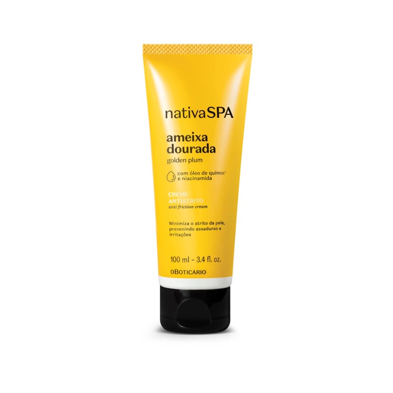 Nativa Spa Crème Anti-Friction Prune Dorée 100ml                                 Code: 11998                          Avec de l'huile de quinoa et de la niacinamide, minimise la friction cutanée, prévenir les éruptions cutanées