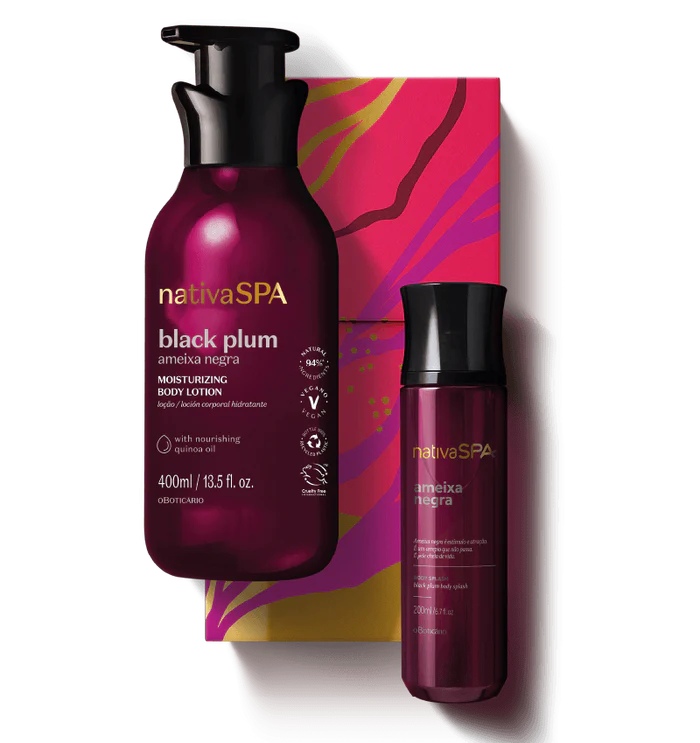 KIT NATIVA SPA BLACK PLUM HYDRATANT PLUM NOIR 400ML + CORPS SPLASH BLACK PLUM 200ML