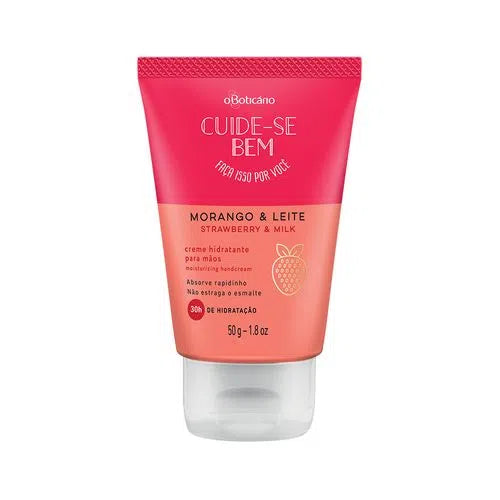 Cuide-se Bem Crème Mains Hydratante Fraise & Lait, 50 g